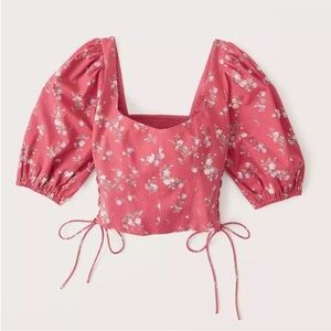 A&F Floral Puff Sleeve Lace-Up Poplin
Corset Scoopneck Top Size Large